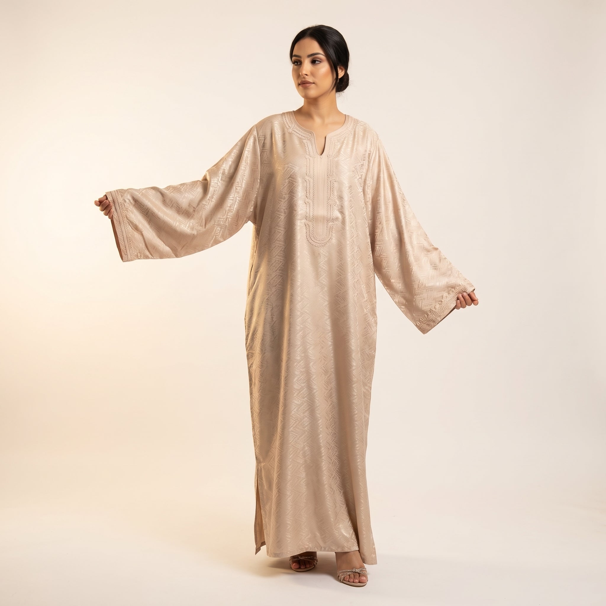beige kaftan dress Cannes Cover-Up Ivory/Beige – SOL SWIM main image 1