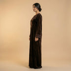 Caftan Marron en Velours Femme