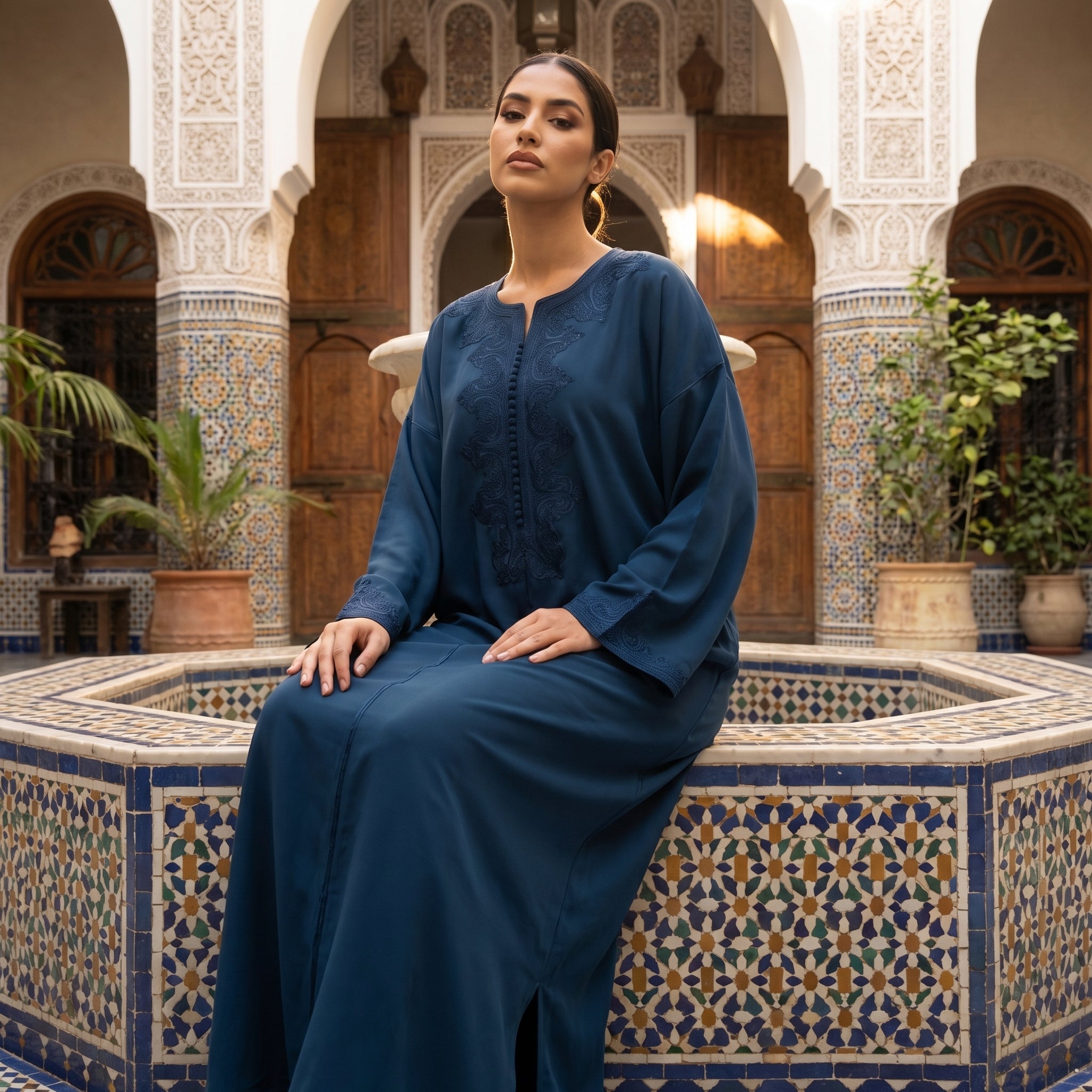 Caftan bleu pétrole