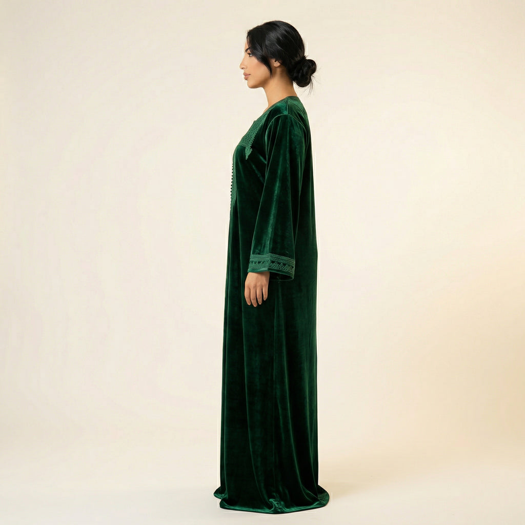 Caftan Vert en Velours Femme