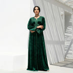 Caftan Vert en Velours Femme