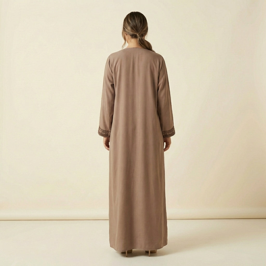 Gandoura Femme Brodée Taupe