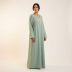 Gandoura Femme Brodée Verte Sauge