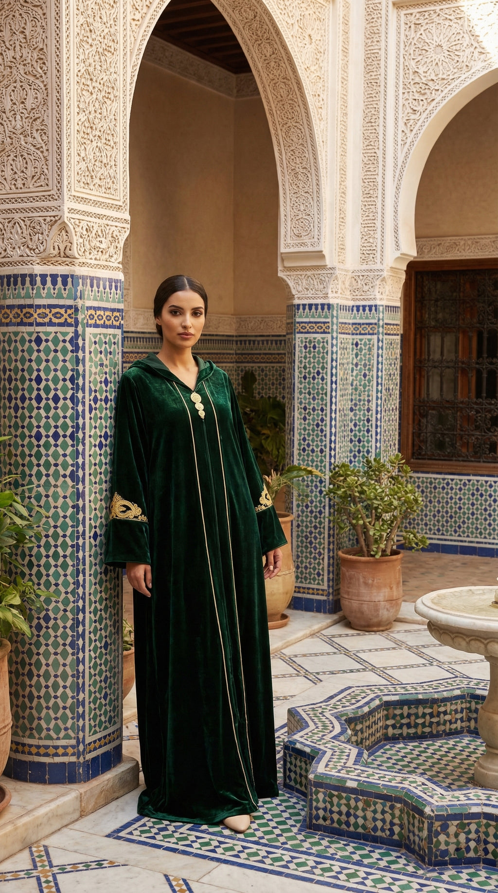 Djellaba Velours Vert