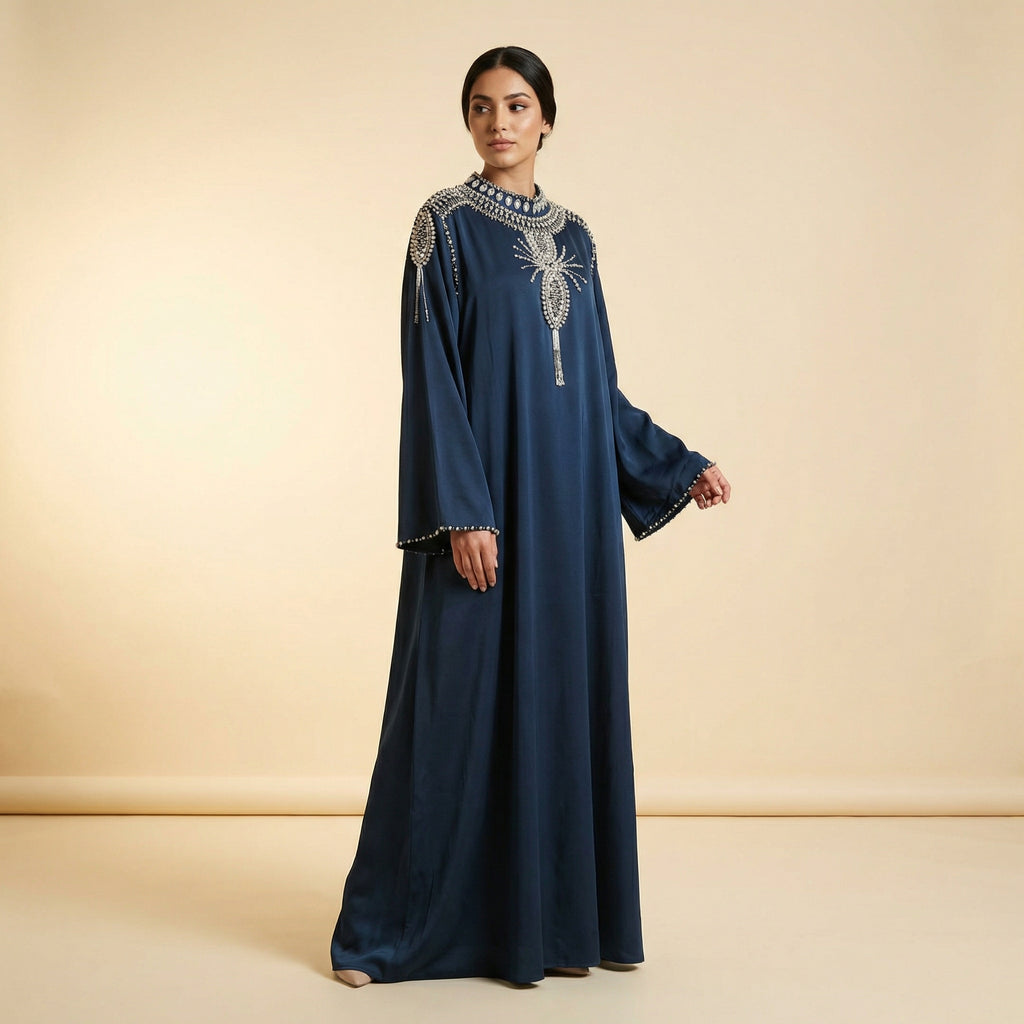 Blue Abaya Crystals