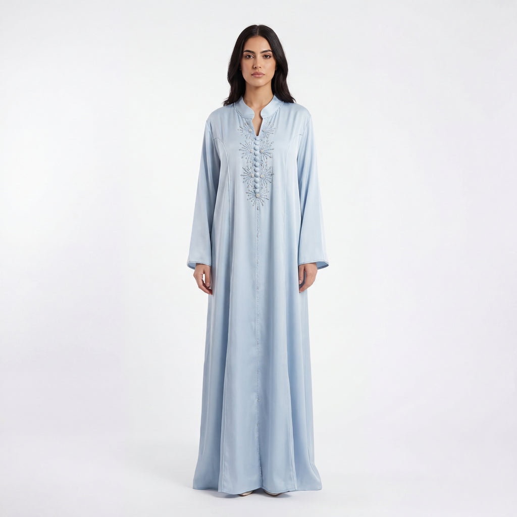 Abaya Perlée Bleue