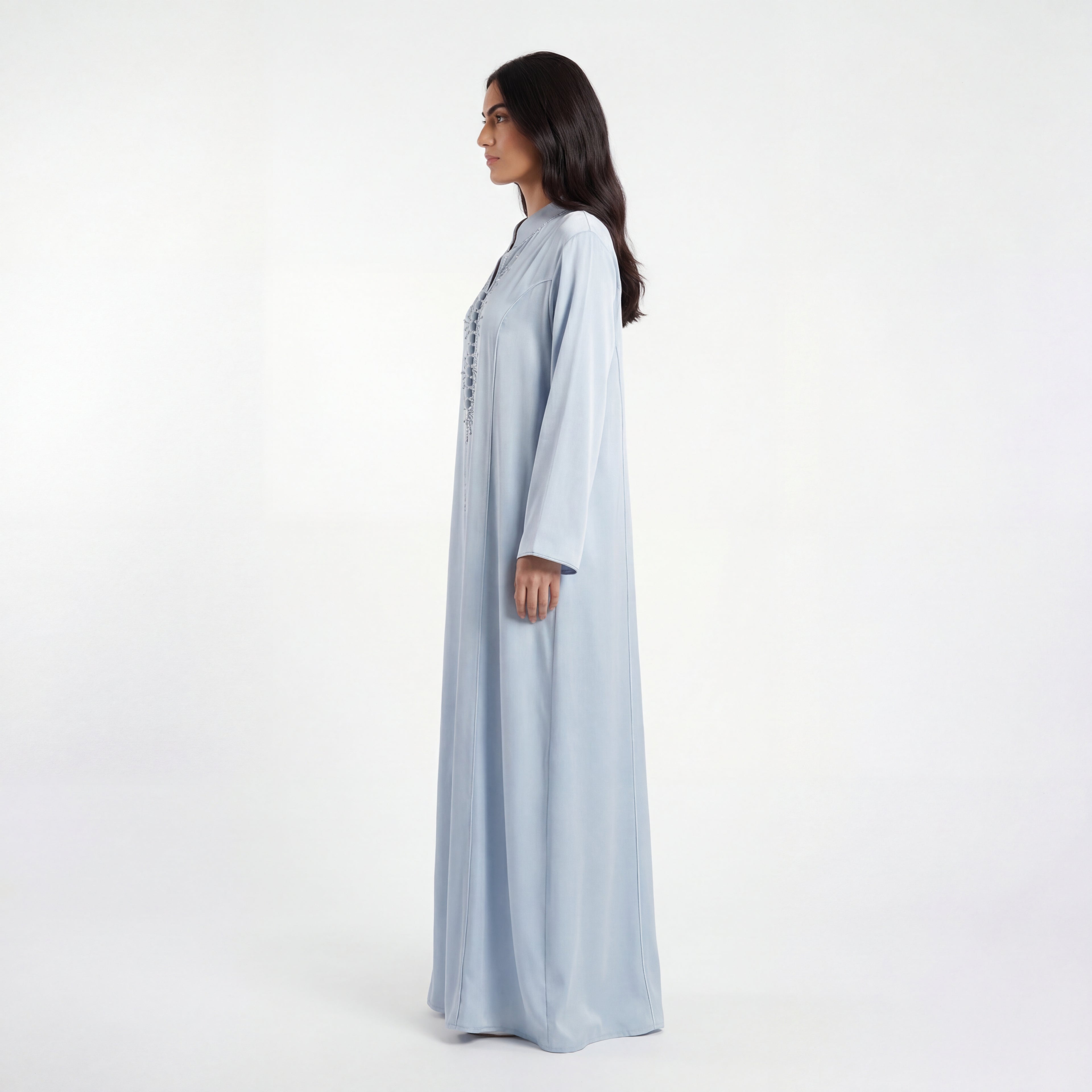 Abaya Perlée Bleue
