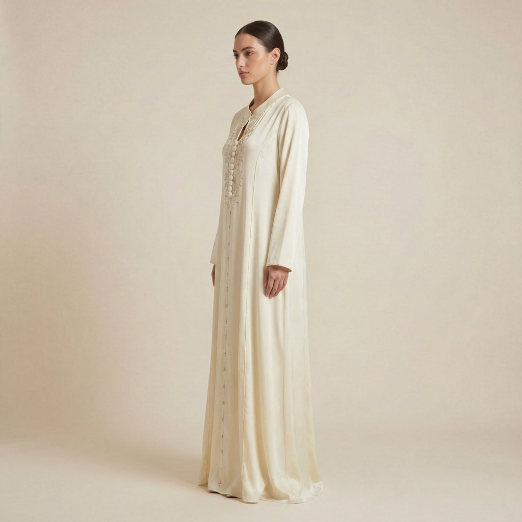 Abaya Perlée Beige