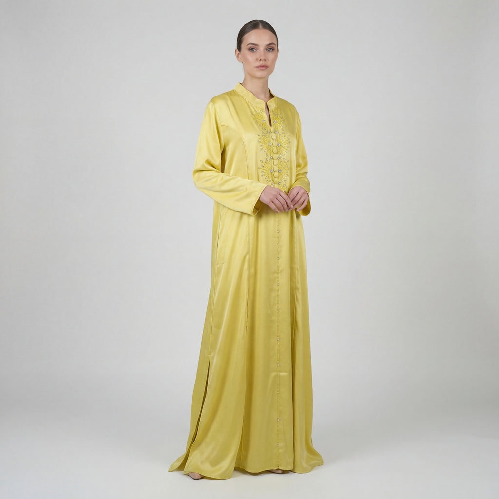 Abaya Perlée Jaune