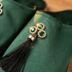 Babouche verte bouteille pompon strass