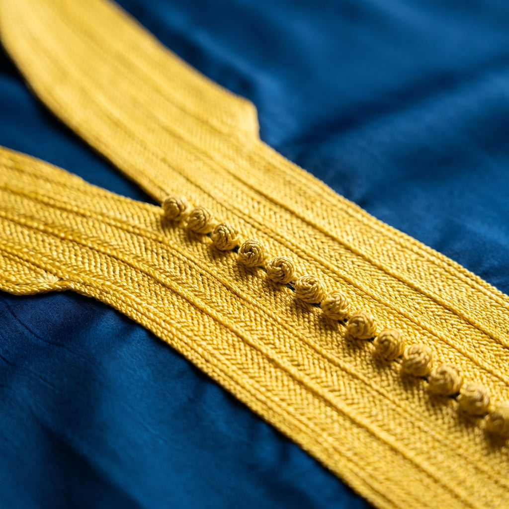 Caftan bleu roi sfifa jaune