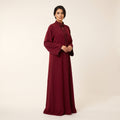 Caftan bordeaux col mandarin nœud tressé