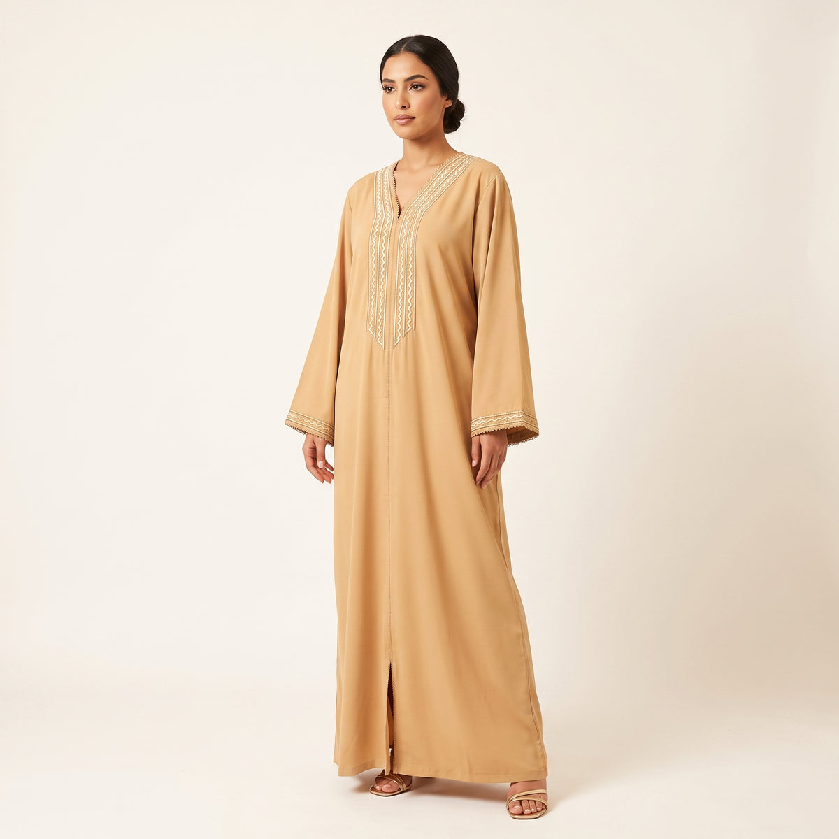 Caftan camel broderie randa