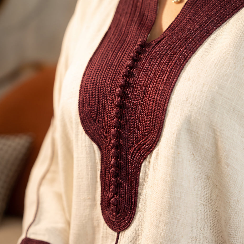 Caftan lin crème sfifa