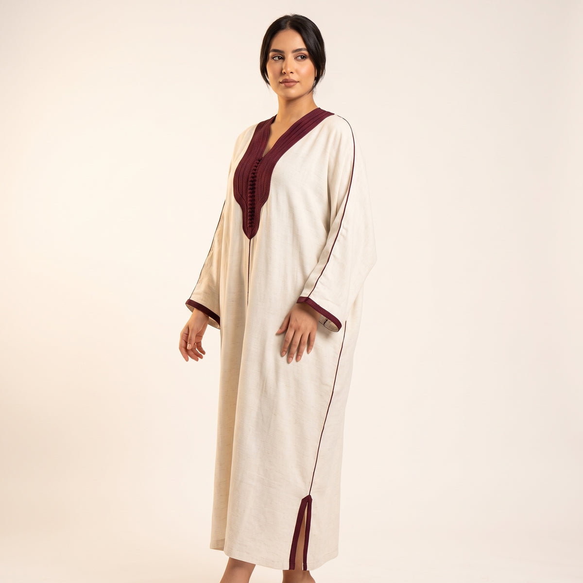 Caftan lin crème sfifa