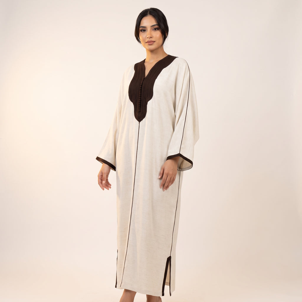 Caftan lin crème sfifa