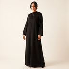 Caftan noir col mandarin nœud tressé