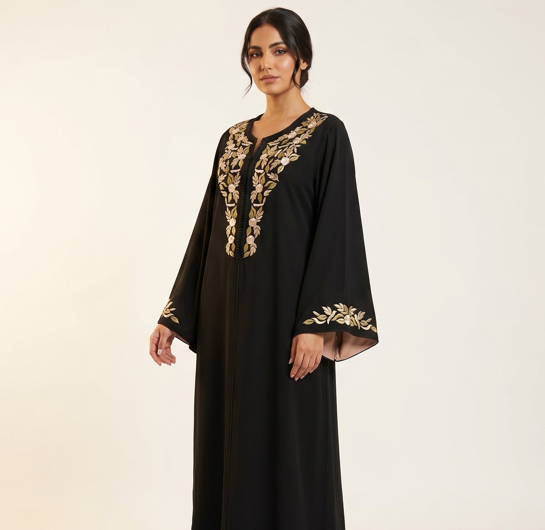 Black floral caftan
