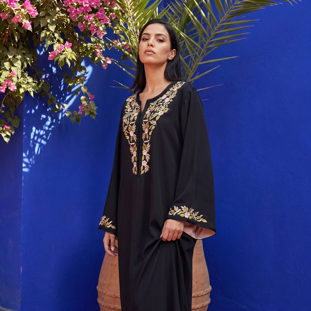 Black floral caftan