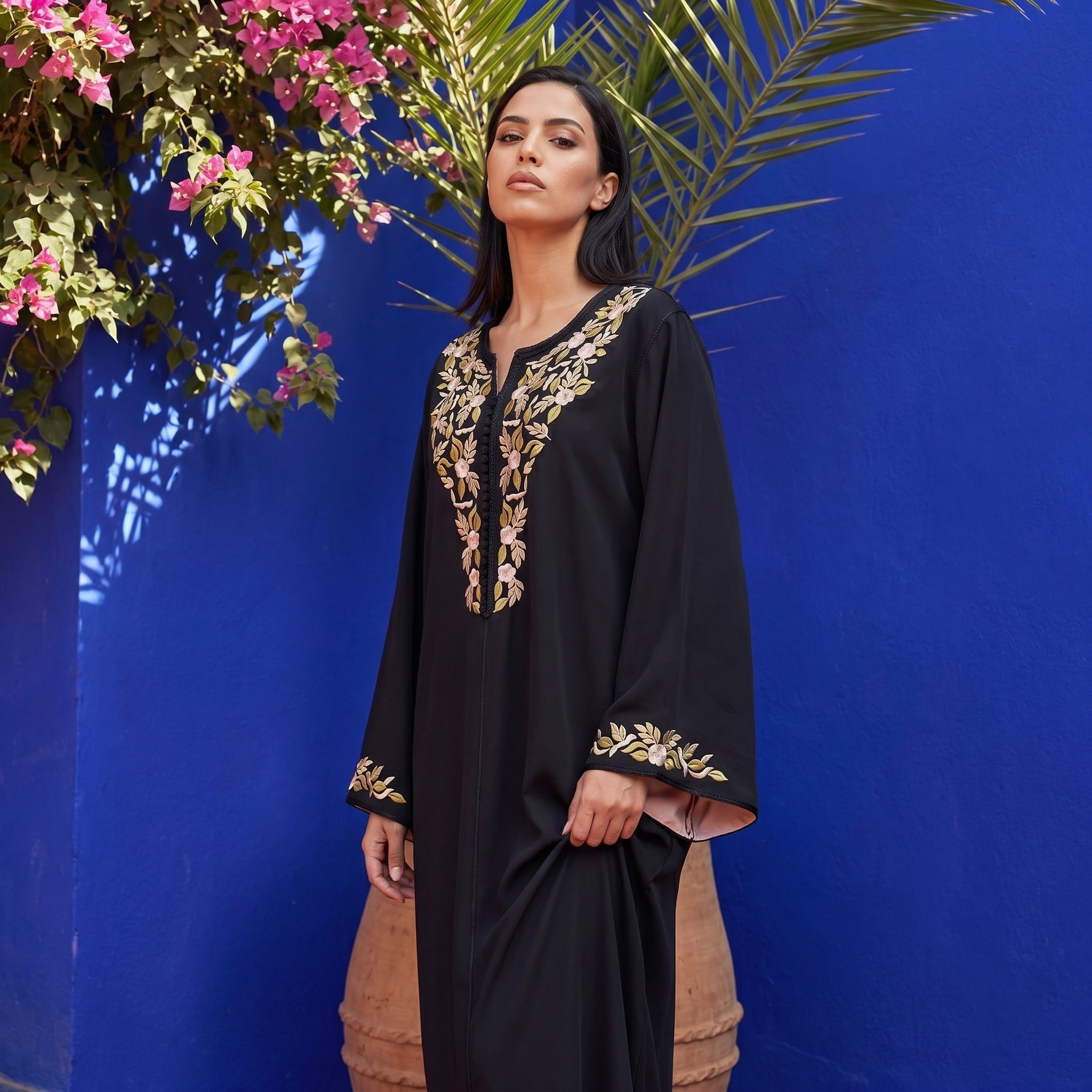 Black floral caftan