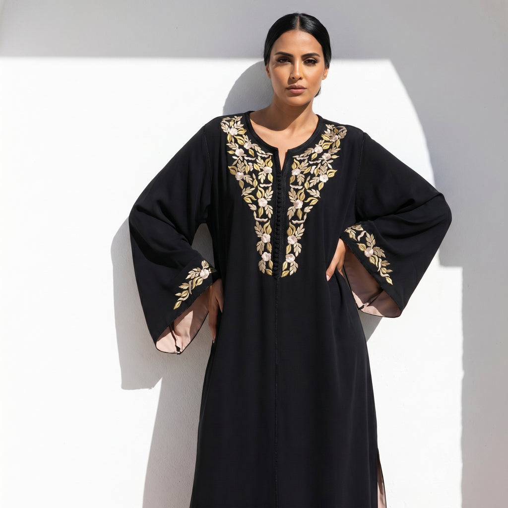 Black floral caftan