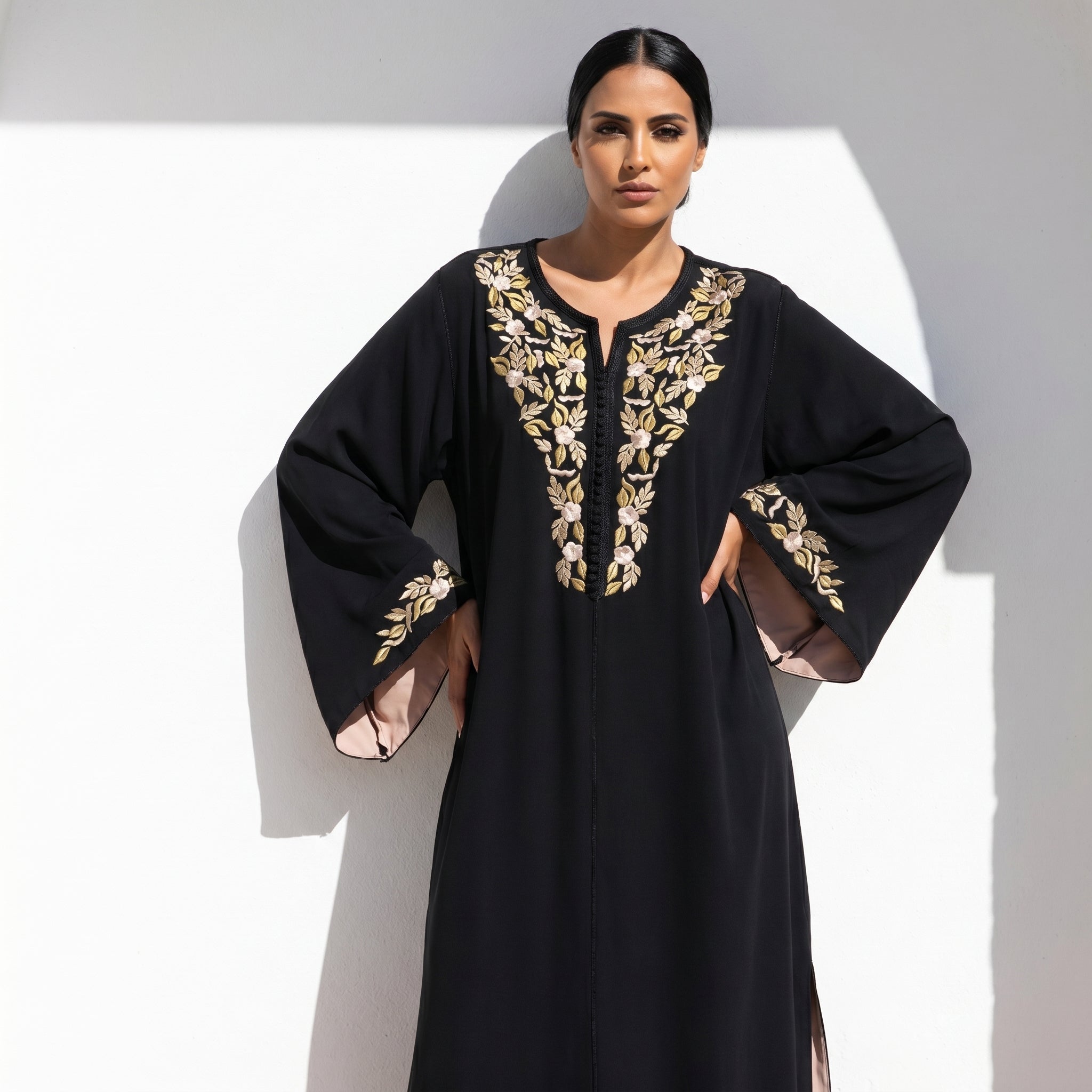 Black floral caftan