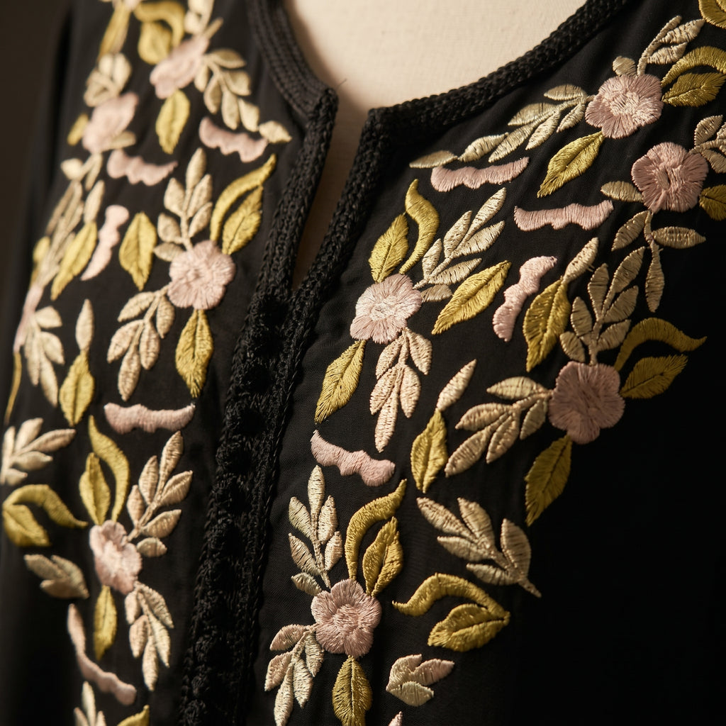 Black floral caftan