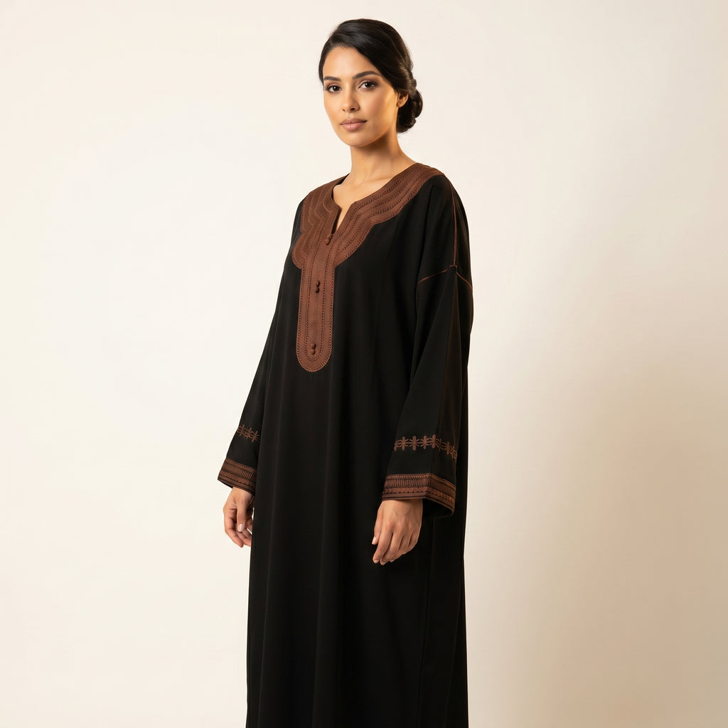 Caftan noir sfifa marron