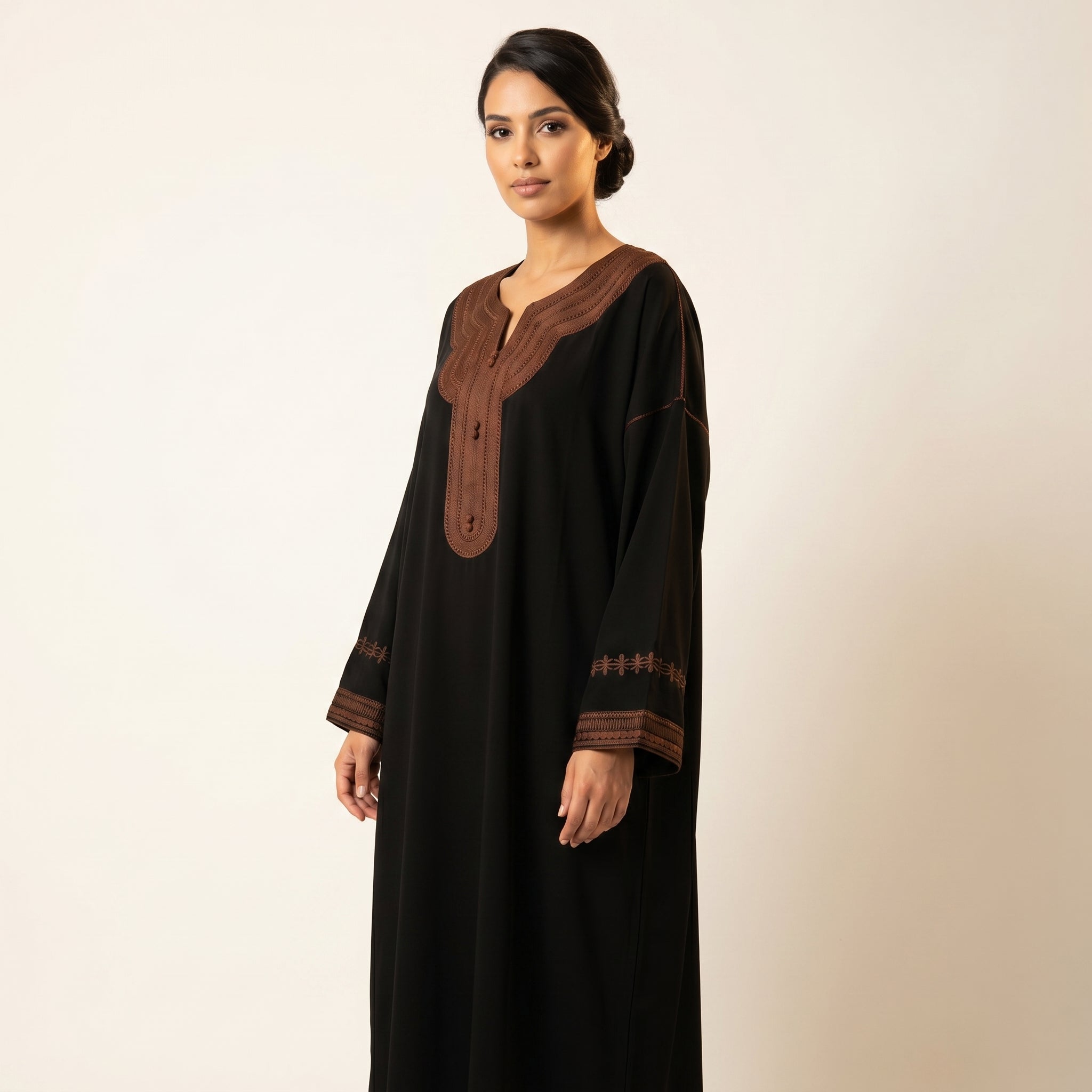 Caftan noir sfifa marron