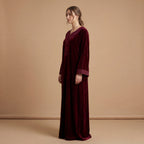 Caftan Bordeaux en Velours - Simple et Moderne