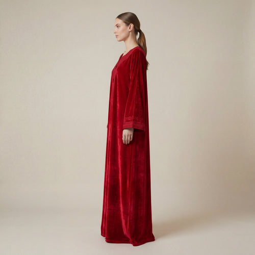 Caftan Rouge en Velours Soyeux