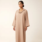 Djellaba Beige Bijoux Col