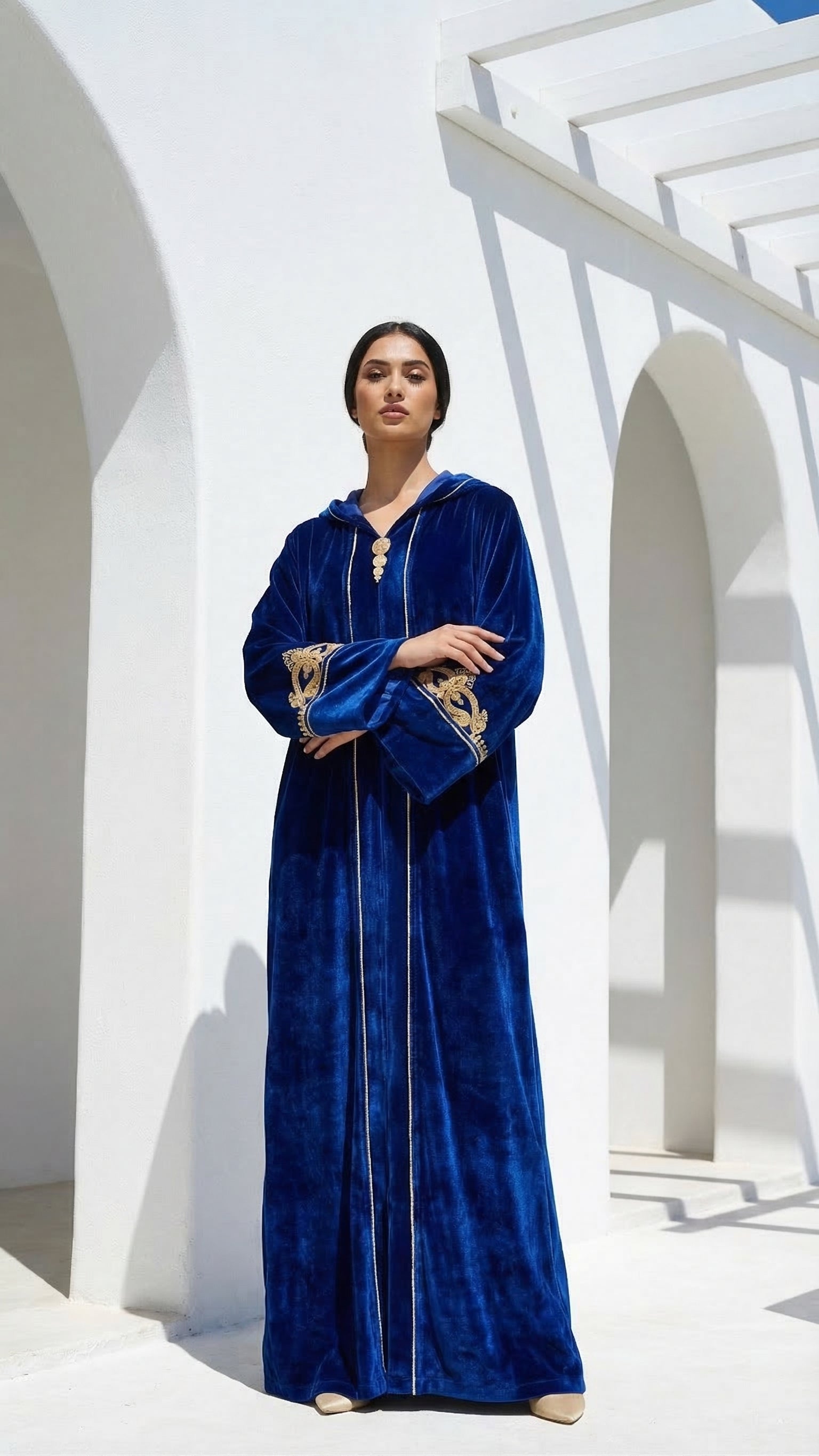 Djellaba en Velours Bleu