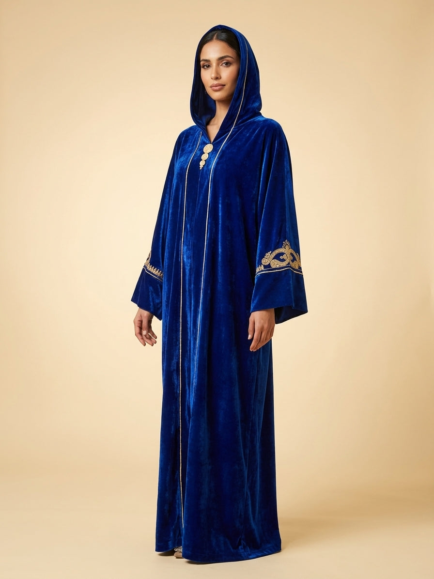 Djellaba en Velours Bleu