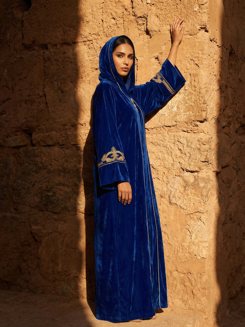 Djellaba en Velours Bleu