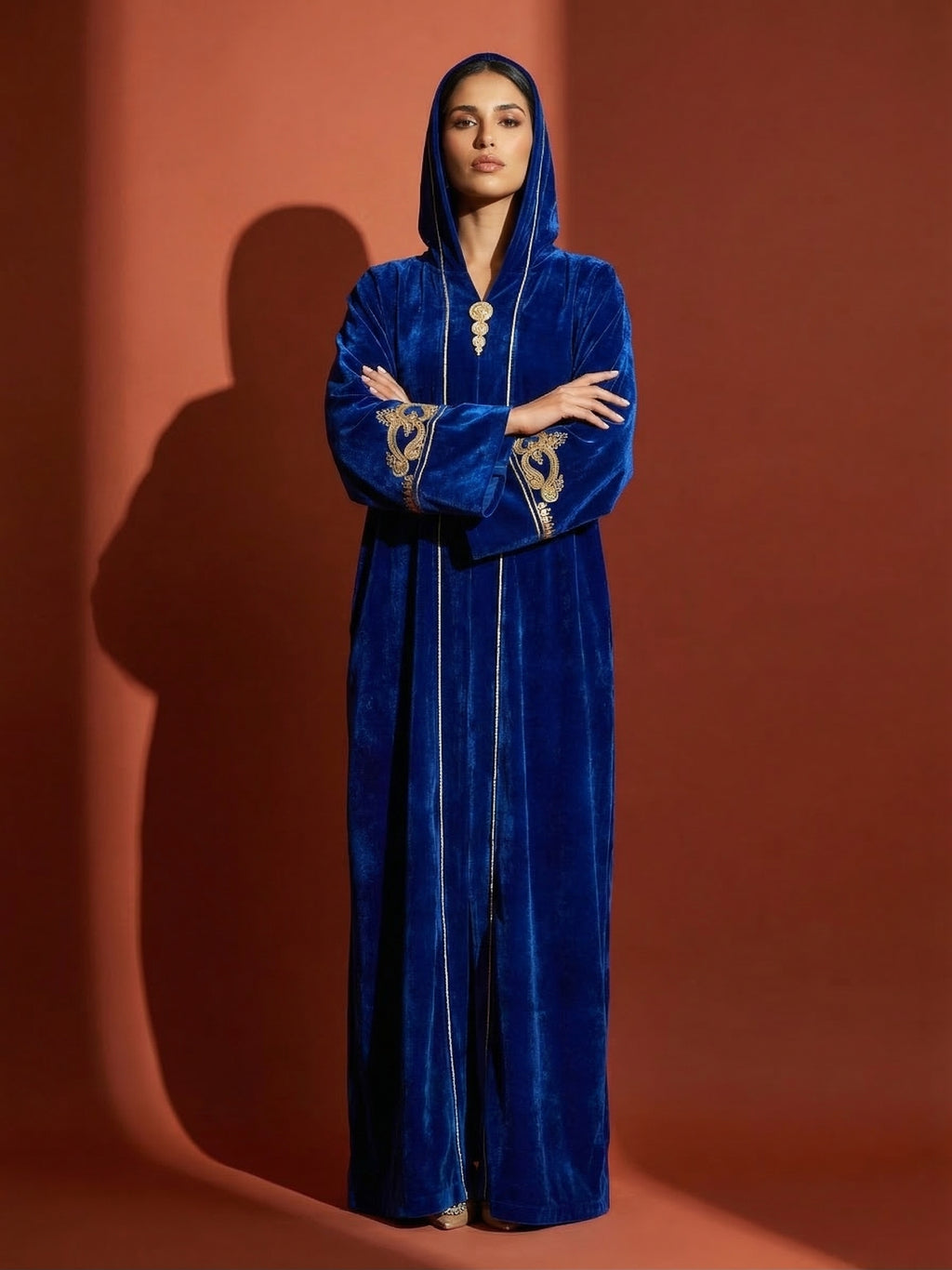 Djellaba en Velours Bleu