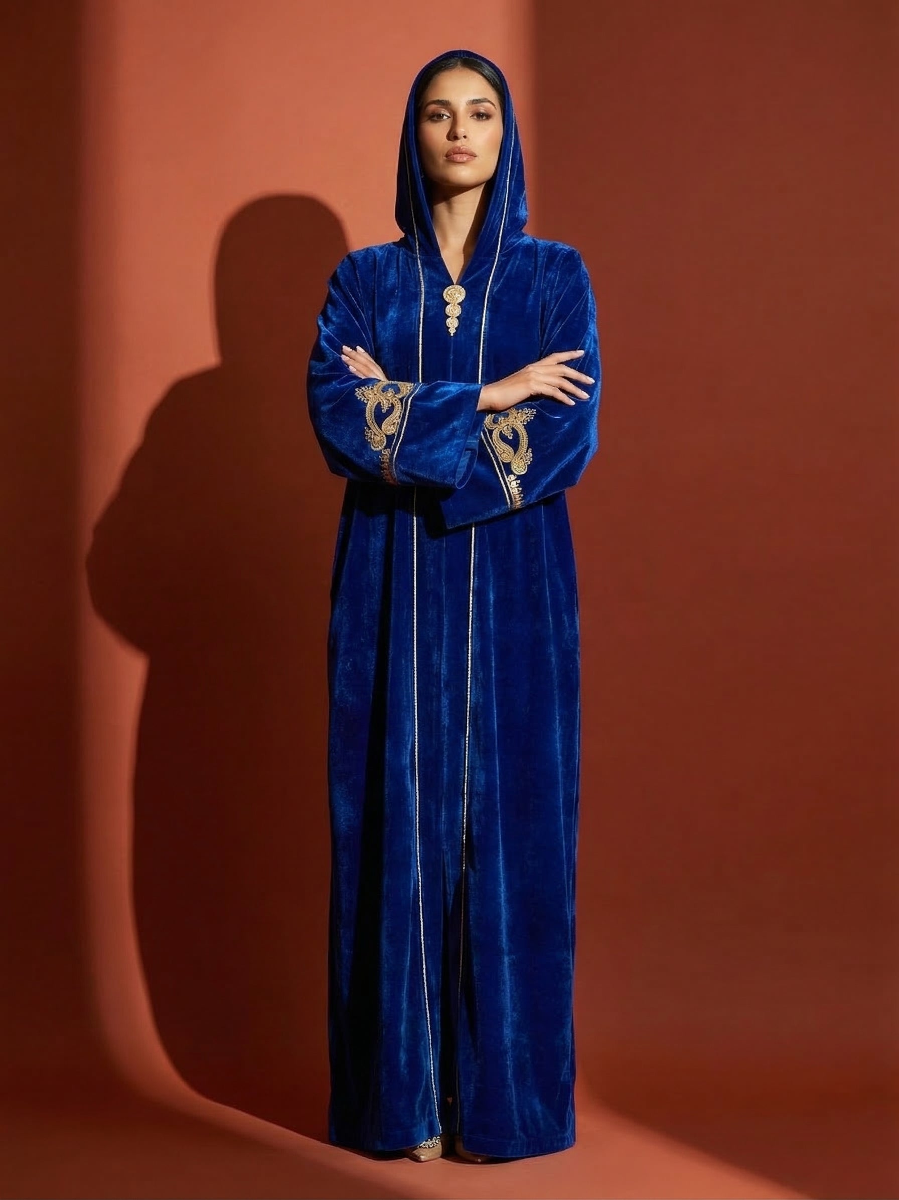 Djellaba en Velours Bleu