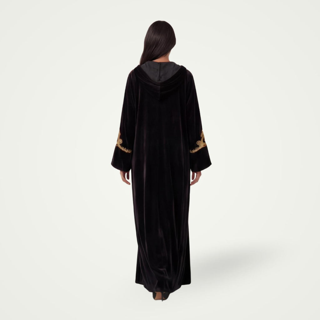 Djellaba Velours Noir broderie dorée