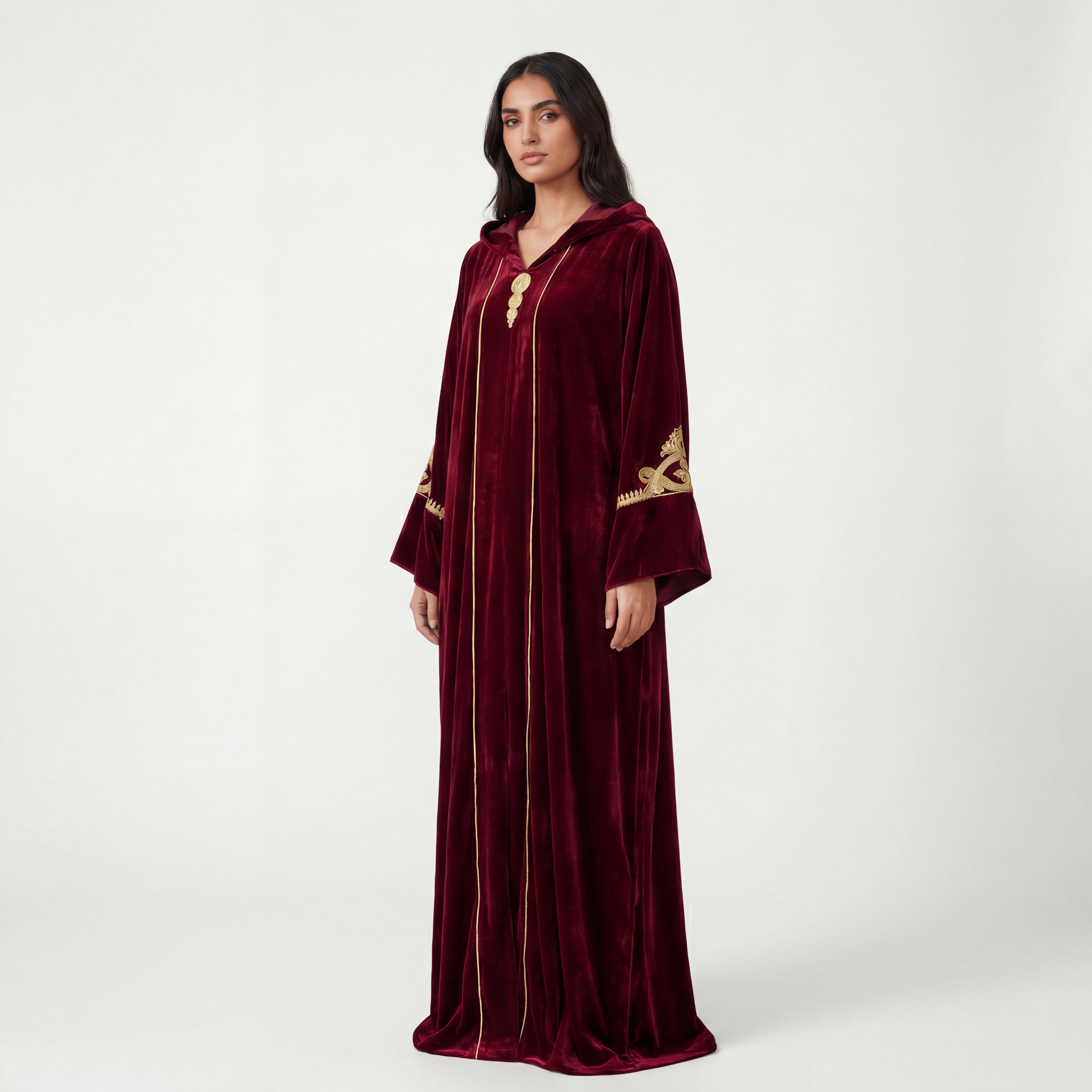 djellaba femme velours rouge livraison express France