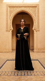 Djellaba Velours Noir broderie dorée