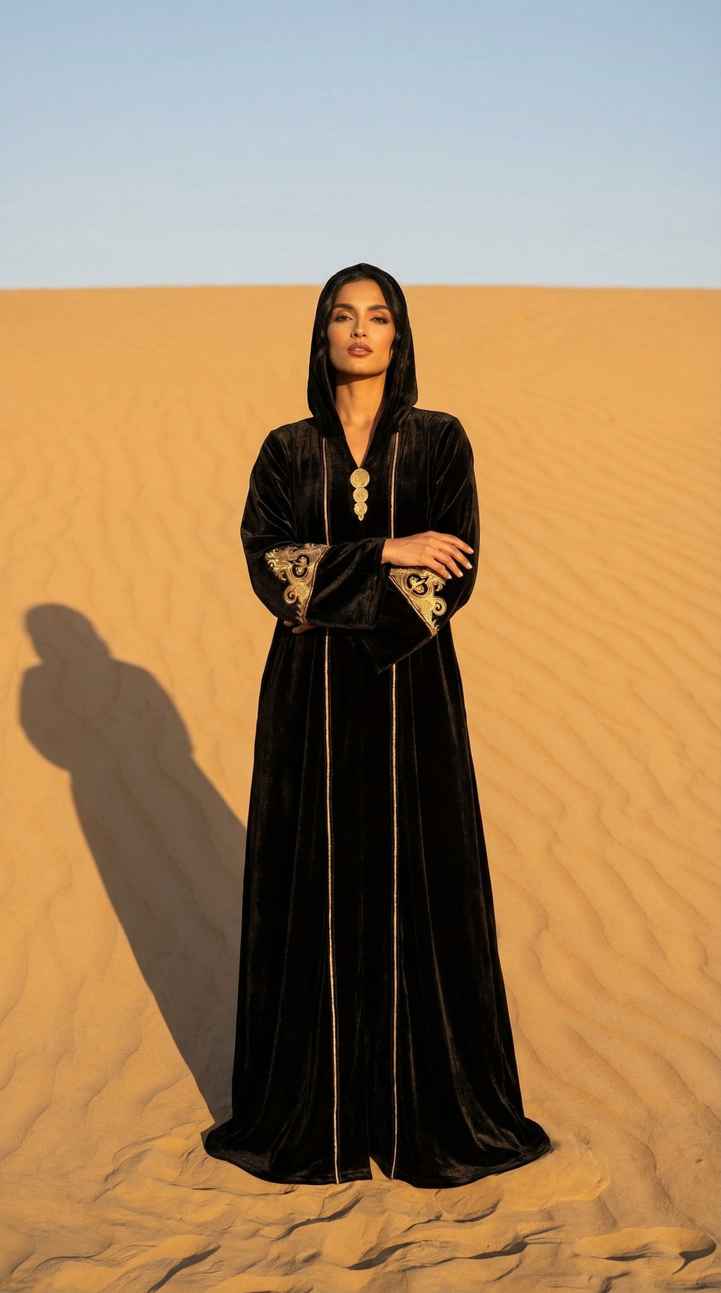 Djellaba Velours Noir broderie dorée