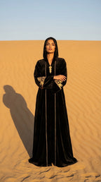 Djellaba Velours Noir broderie dorée