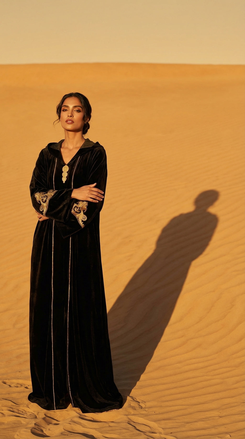 Djellaba Velours Noir broderie dorée