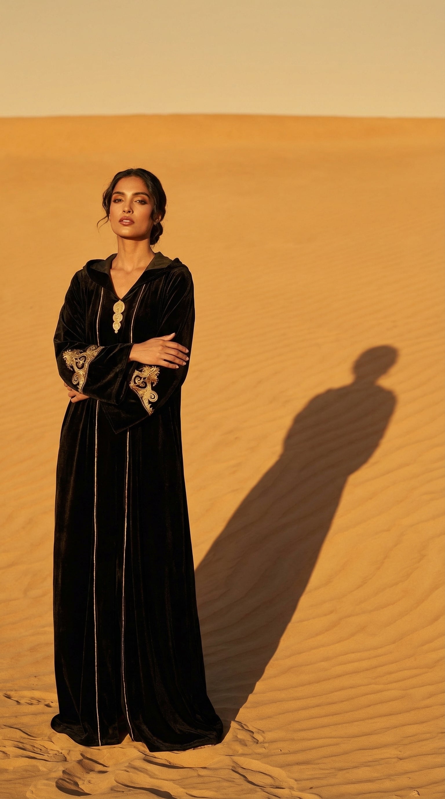 Djellaba Velours Noir broderie dorée