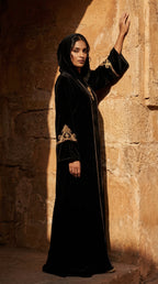Djellaba Velours Noir broderie dorée