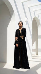 Djellaba Velours Noir broderie dorée