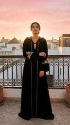 Djellaba Velours Noir broderie dorée