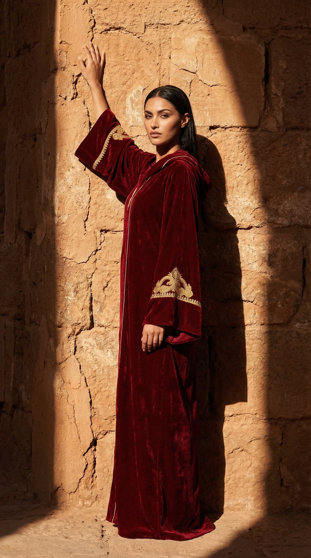 Djellaba Velours Rouge