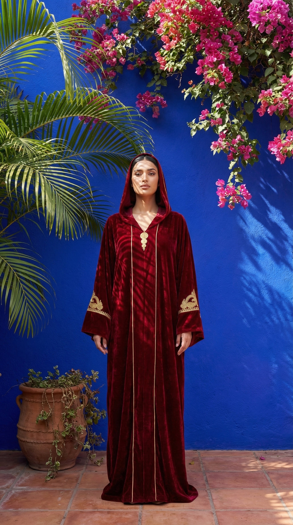 Djellaba Velours Rouge