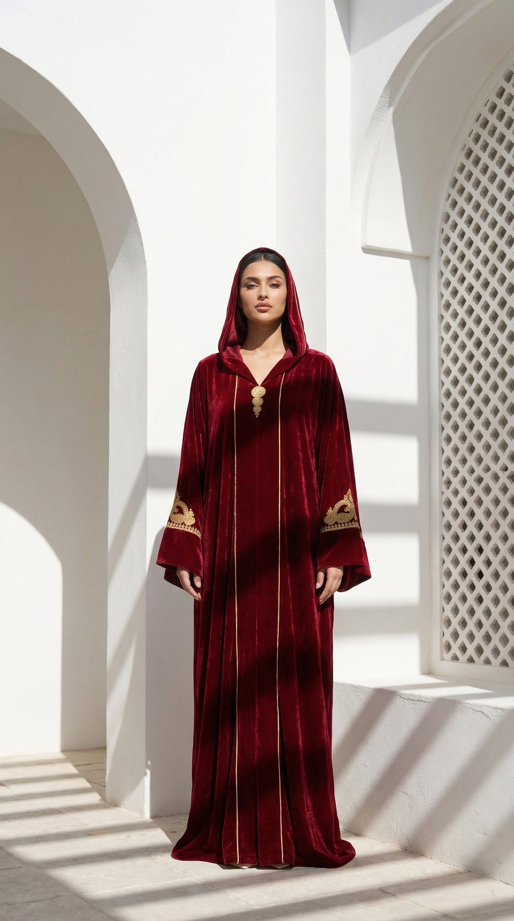 Djellaba Velours Rouge